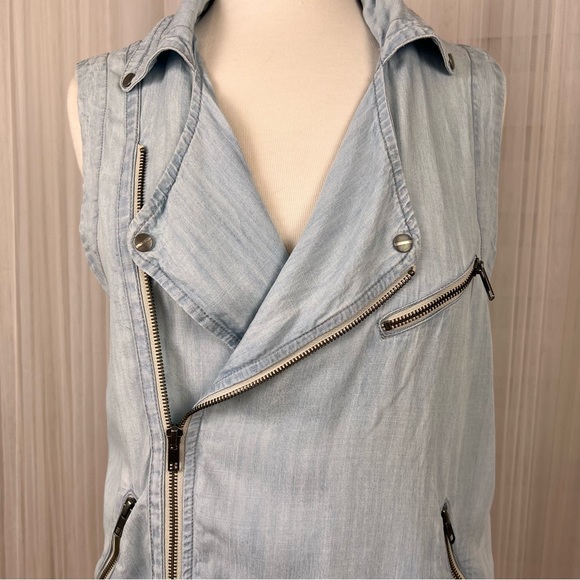 GENTLE FAWN Lightweight Chambray Moto Vest - XS - Picture 4 of 8